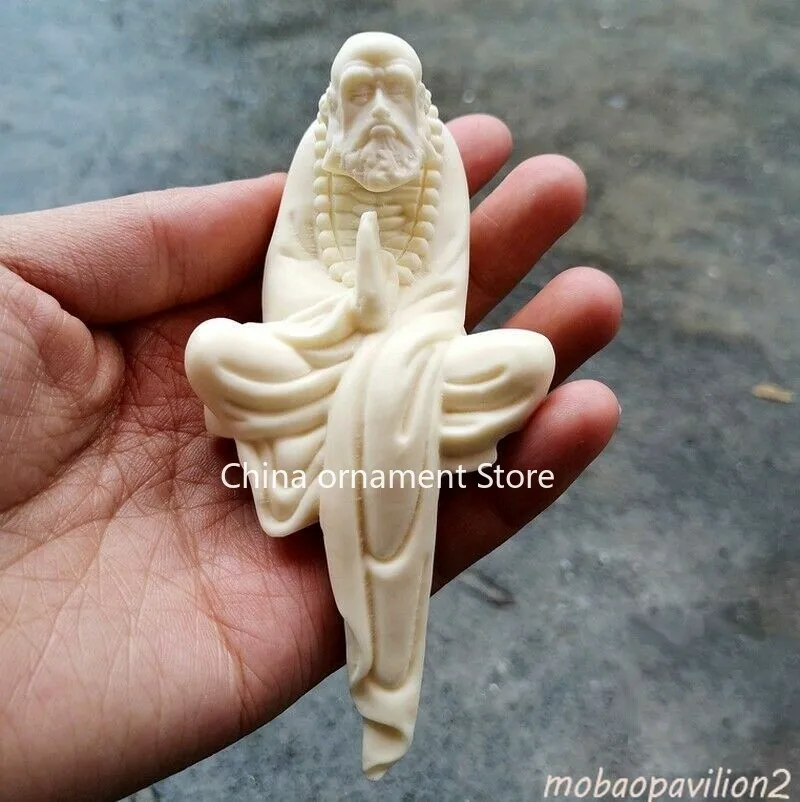 Tagua Nut Bodhidharma Master of Zen Arhat Dharma Buddha Statue Decor