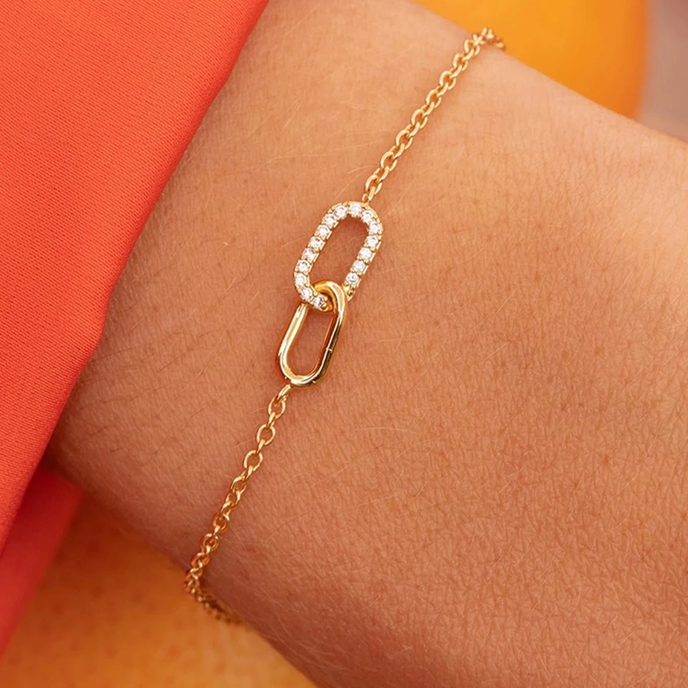 ROXI 925 Sterling Silver 17cm Double square crystal Bracelet For Women 40cm Clavicle Chain Necklace Wedding Pary bijoux femme