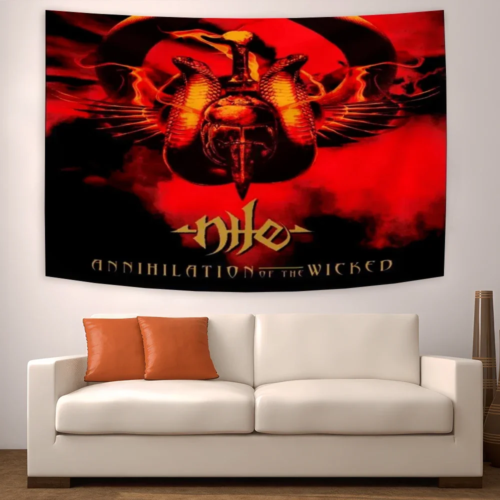 3X5Ft NILEs Rock Band Flag Brutal Technical Death Metal Band Polyester Printing Rock Banner for Decor Tapestry  Boho Decor