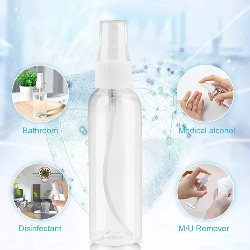 Botellas rellenables de plástico PET transparente, botella de Spray portátil, contenedor de Perfume vacío, accesorios, 10ml, 30ml, 50ml, 60ml, 100ml, nuevo, 1 unidad