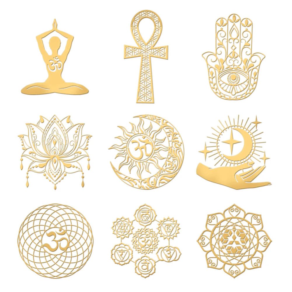 

1set Decoration Stickers Metal Resin Filler Resin UV Resin Craft Filling Material Religion 40x40mm 9 style 1pc/style 9pcs/set