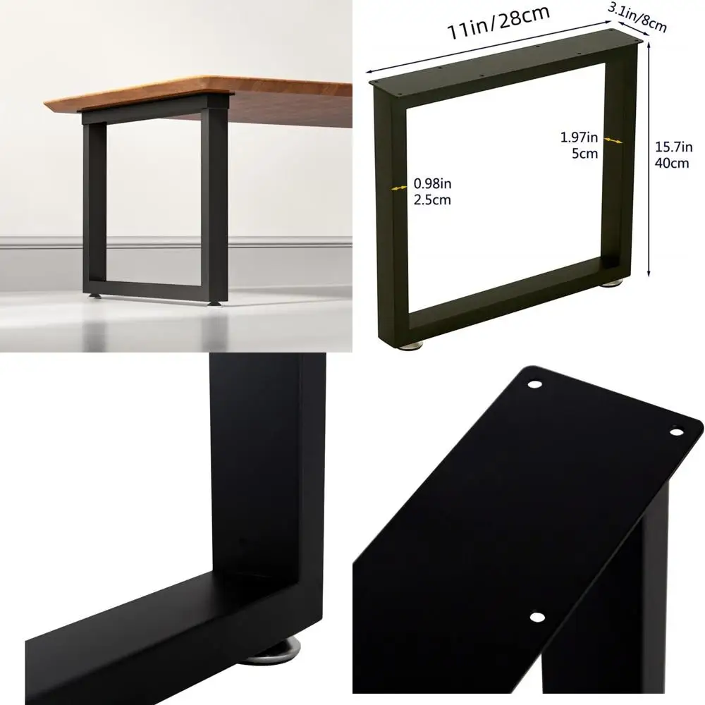 أرجل طاولة القهوة المعدنية على الطراز الصناعي، 16 ارتفاعًا، مجموعة من 2، مناسبة للأثاث والمقاعد الحديثة في منتصف القرن