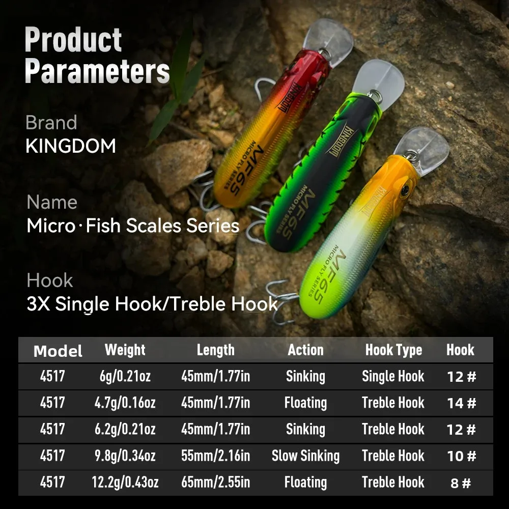 Kingdom Micro Fishing Lure 4.7g 6g 6.2g 9.8g 12.2g Sinking Floating Minnow Artificial SwimBait Long Casting Wobbler Fishing Lure