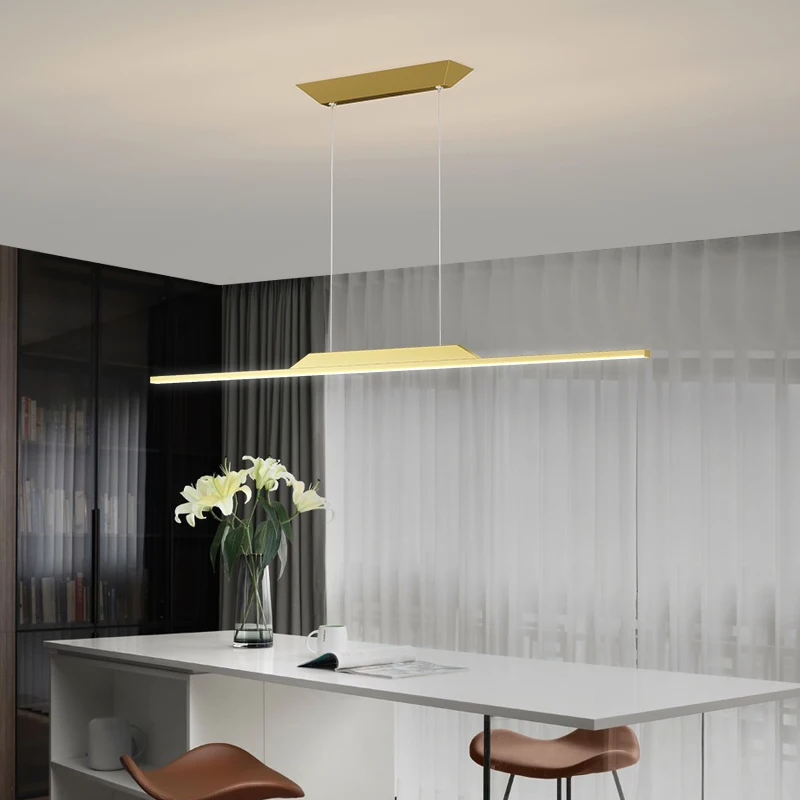 Nordic Led Restaurant Pendant Lights Minimalist One Word Study Room Dining Table Bar Deco Maison Lamp Office Long Chandelier