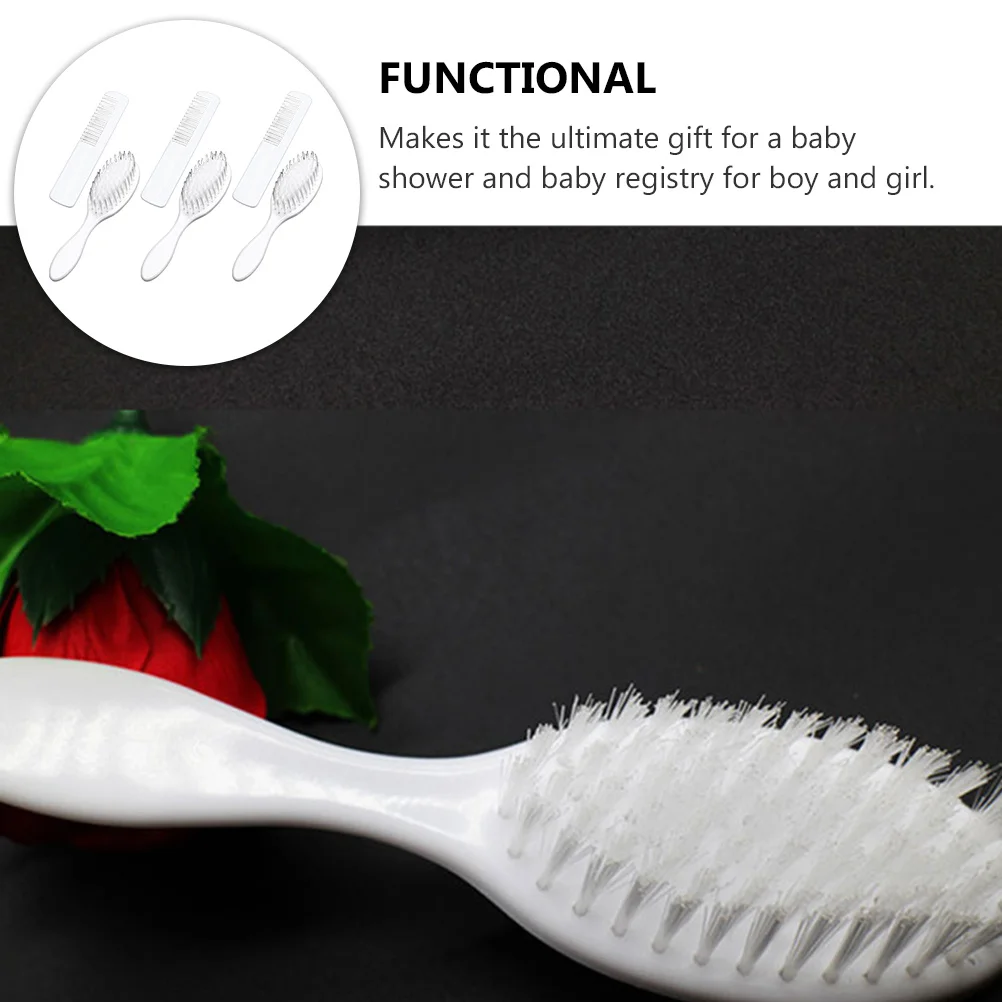 3 مجموعات من فرشاة شعر الأطفال حديثي الولادة، مجموعة مشط للأطفال الصغار، مدلك فروة الرأس، فرشاة لفك تشابك الشعر، مجموعة العناية بالشعر البلاستيكية #4