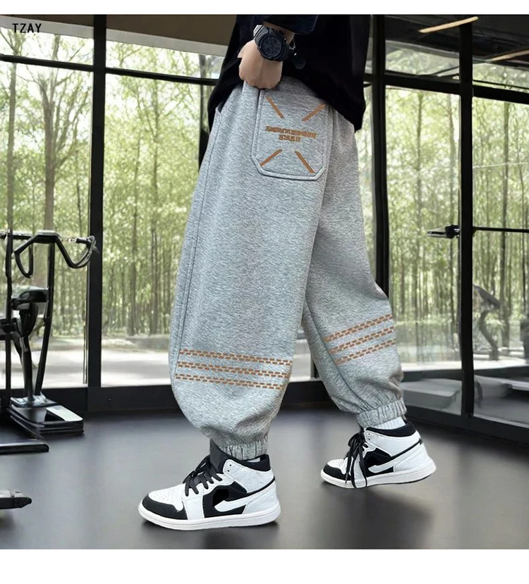 Koreanische Kinder-Frühlingssport-Hose für Jungen Neue Mode High-Street Casual Hosen für Teenager Kinder Sportliche Jogginghose 5 7 9 11 13 14 Jahre – Detail 2