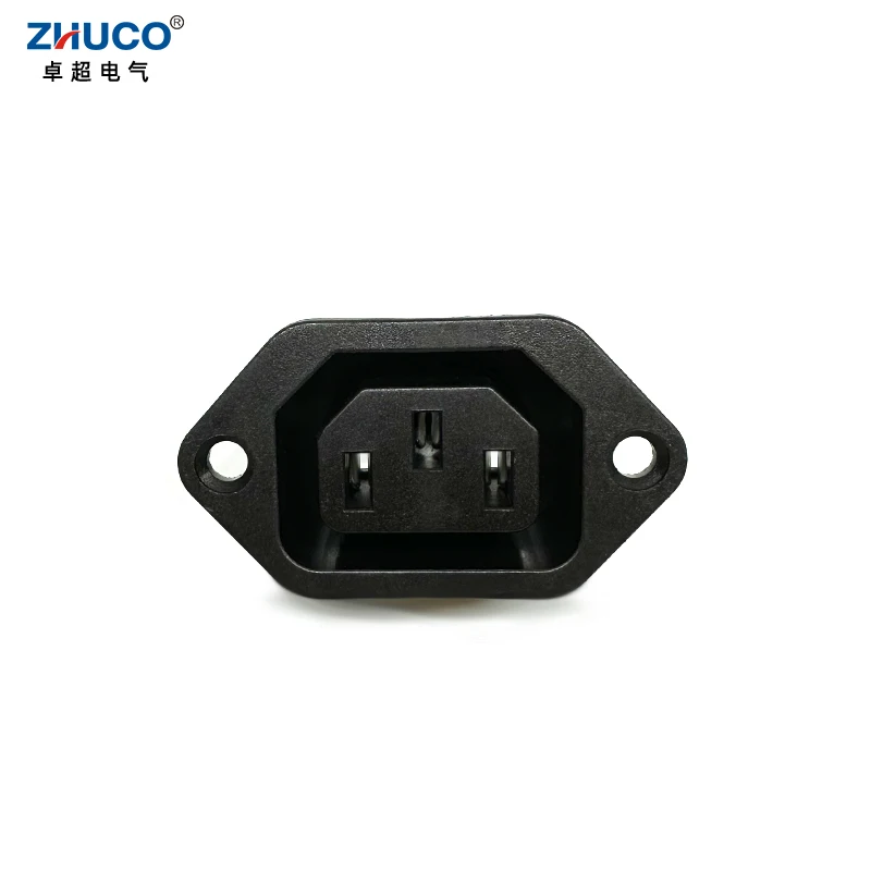 1PC LZ-F-1 10A 250V IEC320 C14 3 Pins Chassis Panel Mounted Inlet Plug Connector Electrical Female AC Power Socket 3 Terminals