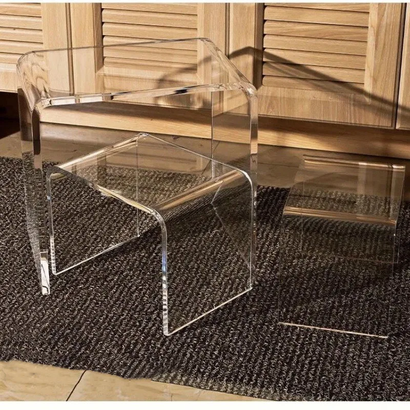 Japanese Acrylic Storage Shelf Living Room Stool Transparent Home Makeup Stool Children Change Shoe Stool U-shaped Storage Rack