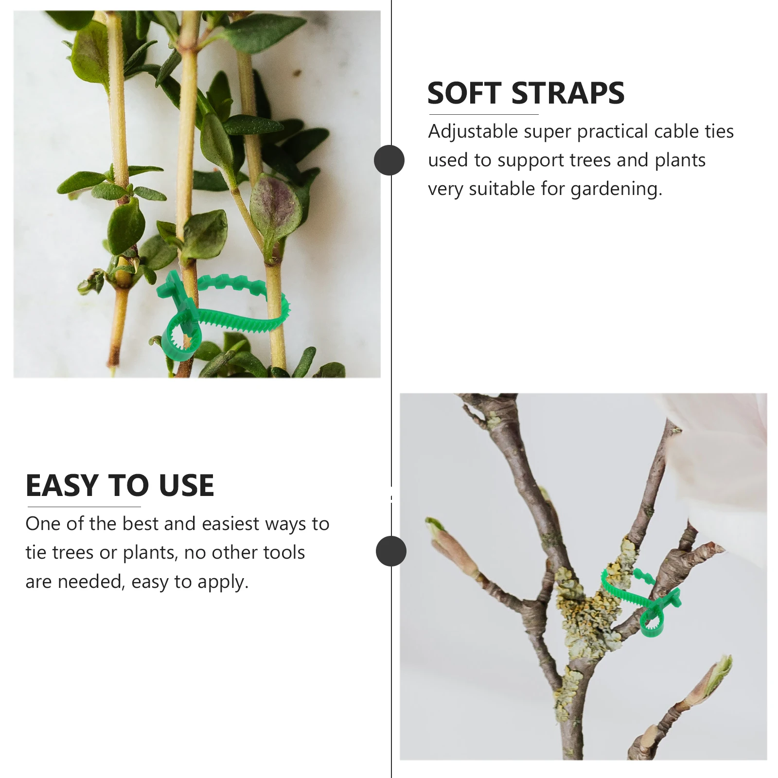 

10pcs Gardening Cable Ties Thick Plastic Tree Support Straps Plant Tie Adjustable Reusable Supports For Branches Vines Wires
