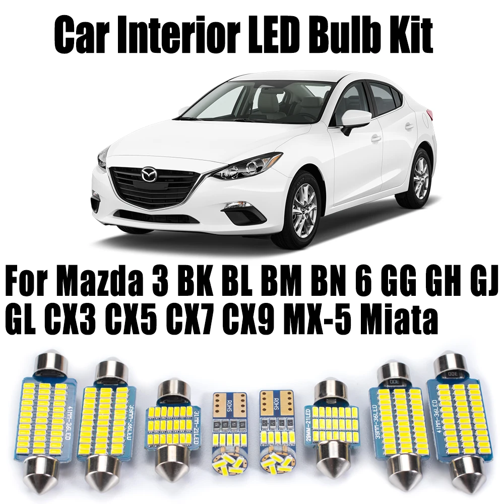 Canbus Vehicle LED Interior Map Dome Number Plate Car Light Kit For Mazda 3 BK BL BM BN 6 GG GH GJ GL CX3 CX5 CX7 CX9 MX-5 Miata