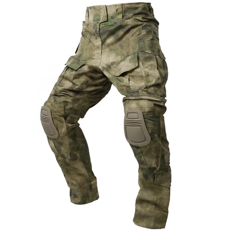 

Men Combat Pants+Knee Pads Tactical Cargo Pants Men Camo Multicam Trekking Hunting Clothes Ripstop Working Wear Adjustable