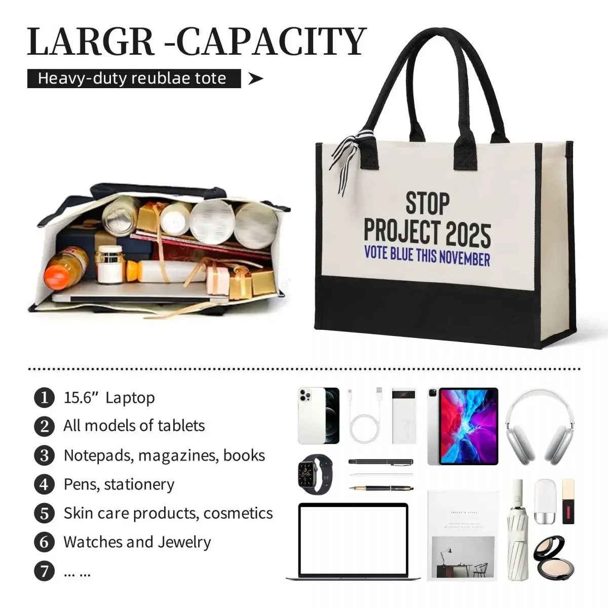 STOP PROJ Canvas Gift Shopping Bag Canvas Customizável Bolsa de Grande Capacidade, Qualidade Presentes, 2025