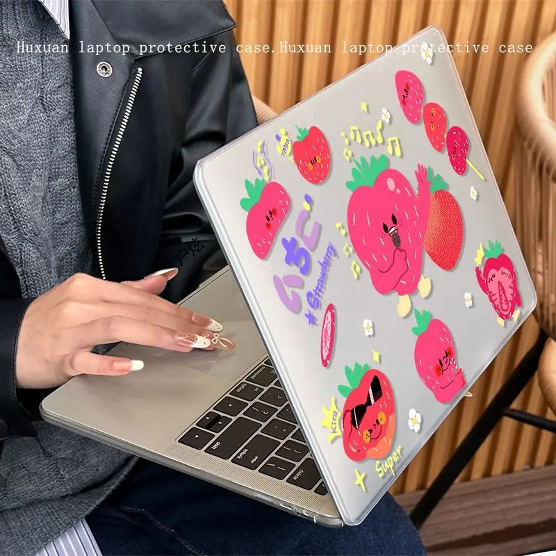 Crystal Cartoon Strawberry Case for Macbook Air 13.6 M5 M1 Pro 14 M4 Air 15.3 13 M3 15 M2 Mac Cover A3113 A2681 A2442 A2941 PC