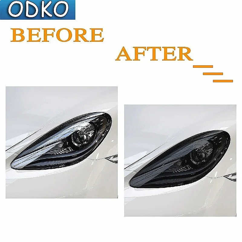 For Porsche 718 Boxster Cayman Spoiler 2016-Present Car Headlight Taillight Protection Tint Film Smoke Black TPU Light Sticker