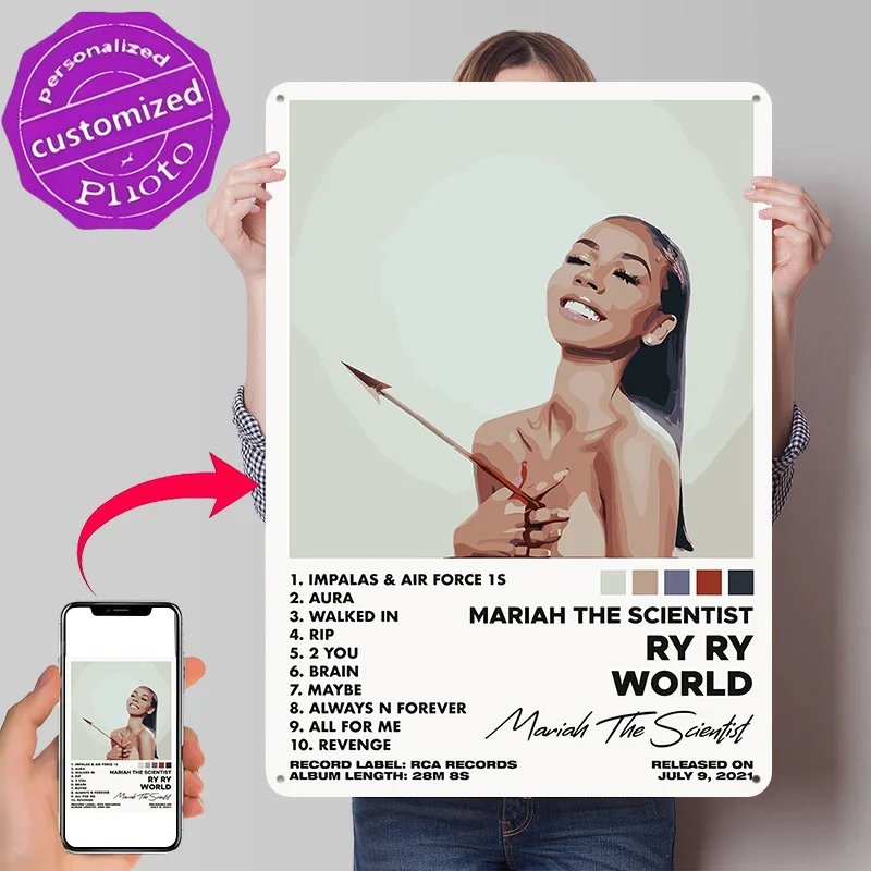 Mariah The Scientist - Ry Ry World Poster Retro 3D Printed Metal Signs Customized Wall Hanging Gift for Modern Home Decoration