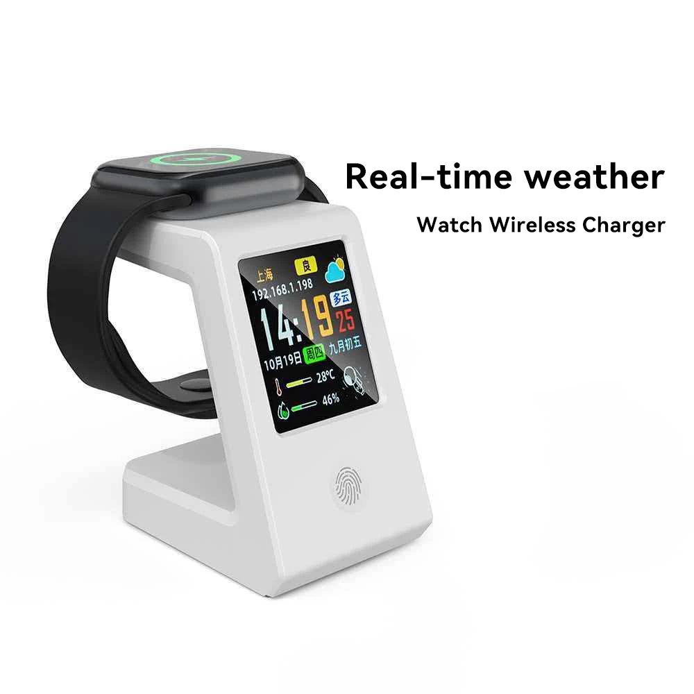 WiFi weather clock, wireless charging for watches - smart digital table clock, real-time weather display, touch control