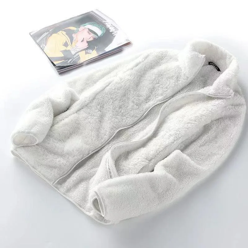 Double-sided Jacket Women's Fleece Thickened Autumn and Winter Warm Loose Turtleneck Cardigan Jacket