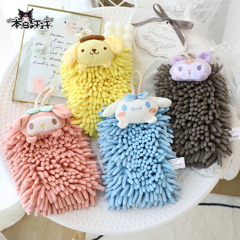 

Kawaii Sanrio полотенце для рук Kuromi Cinnamoroll аниме милая мультяшная семья Ванная комната Кухня поглощающее воду полотенце игрушки для девочек
