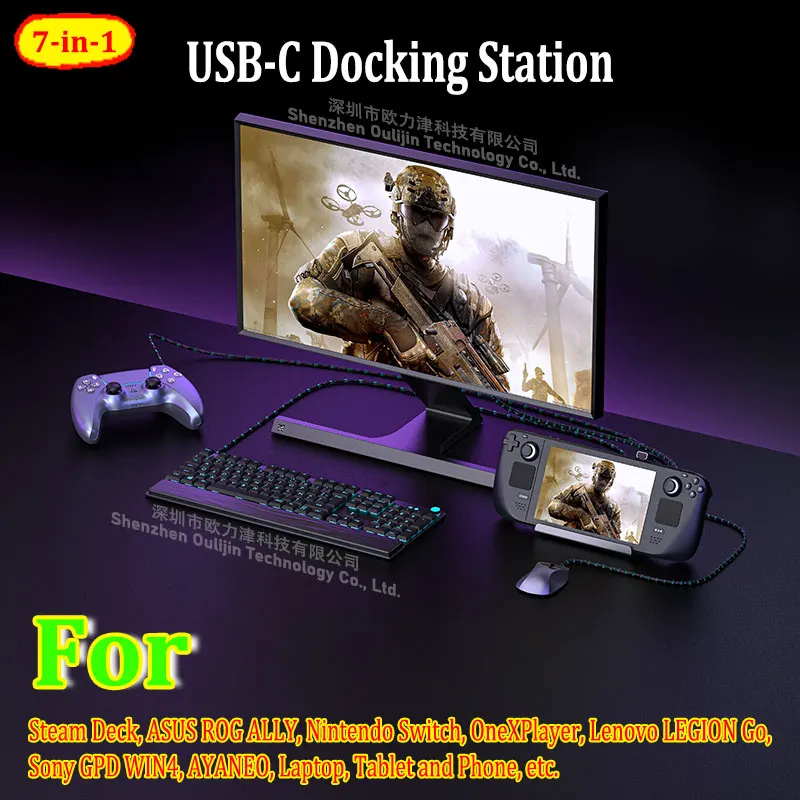 M2 SSD NVME HUB USB-C Docking Station HDMI 4K 60HZ For Steam Deck ASUS ROG ALLY Nintendo Switch OneXPlayer Lenovo Legion Go