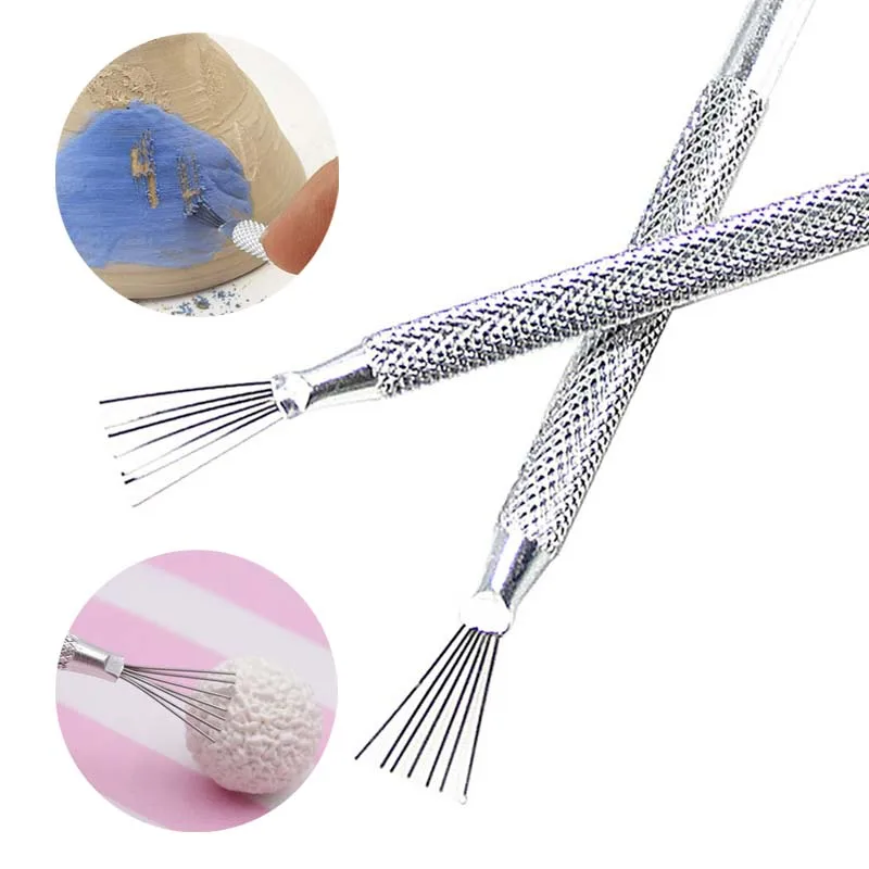 7 Pin Feather Wire Texture Ceramics Tools Polymer Clay Sculpting Modeling Toosl DIY Pottery Brush Pottery Tools Cake Accessories