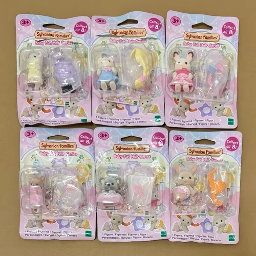 Sylvanian Families Forest 토끼 숲, 가족 인형의 집 미용 파티 다크 브라운, 토끼 러브 코튼 마우스 무리 인형 선물 