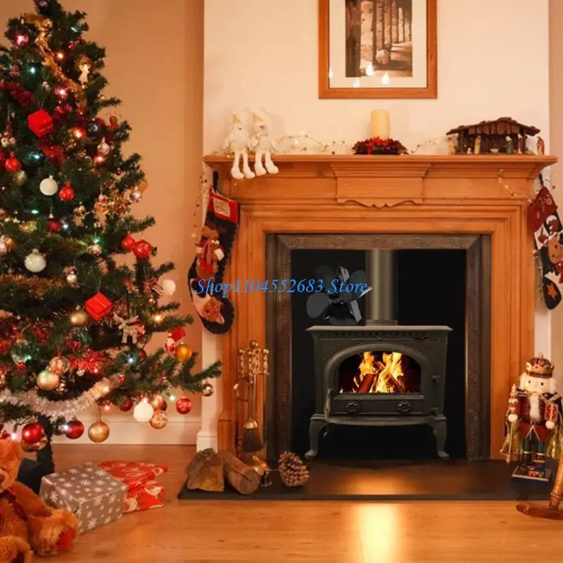 

Y6GD Heat Powered Stove Fan Fireplace Stove Fan 4-Blade Heat Distribution Quiet