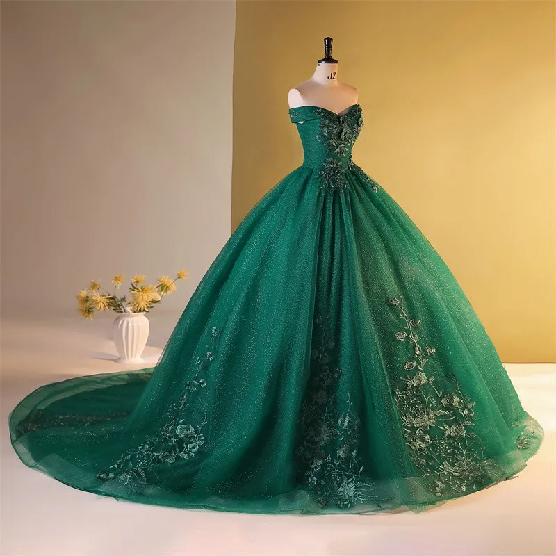 2024 Vestidos Sweet Flower 15 Quinceanera Dresses Party Dress With Train Real Photo Ball Gown Dresses For Quinceanera Cusotmized