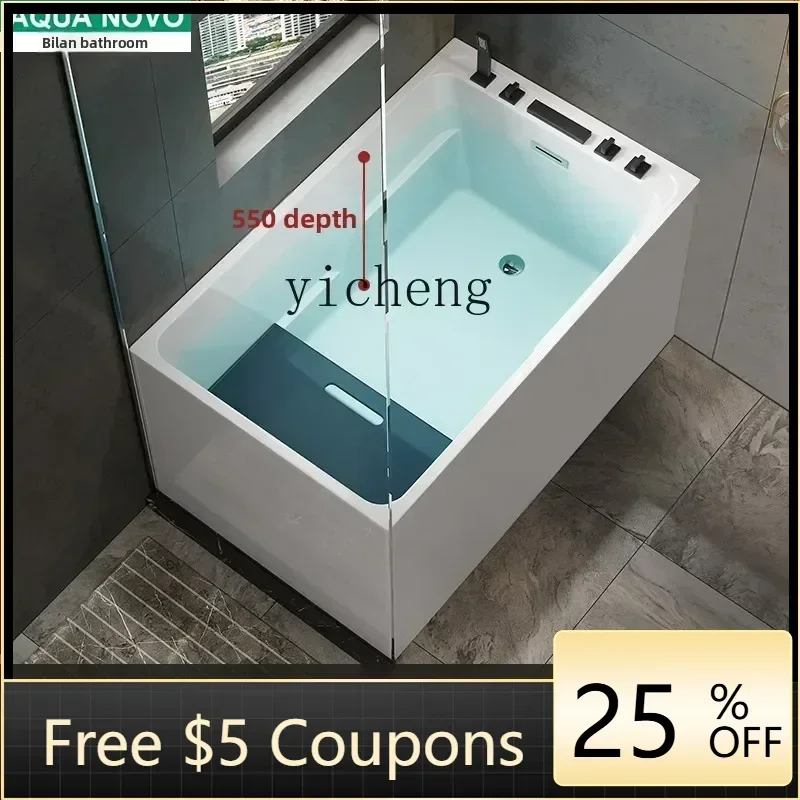 W31-T25 deep bule acrylic bathtub household Japanese mini sit shower integrated