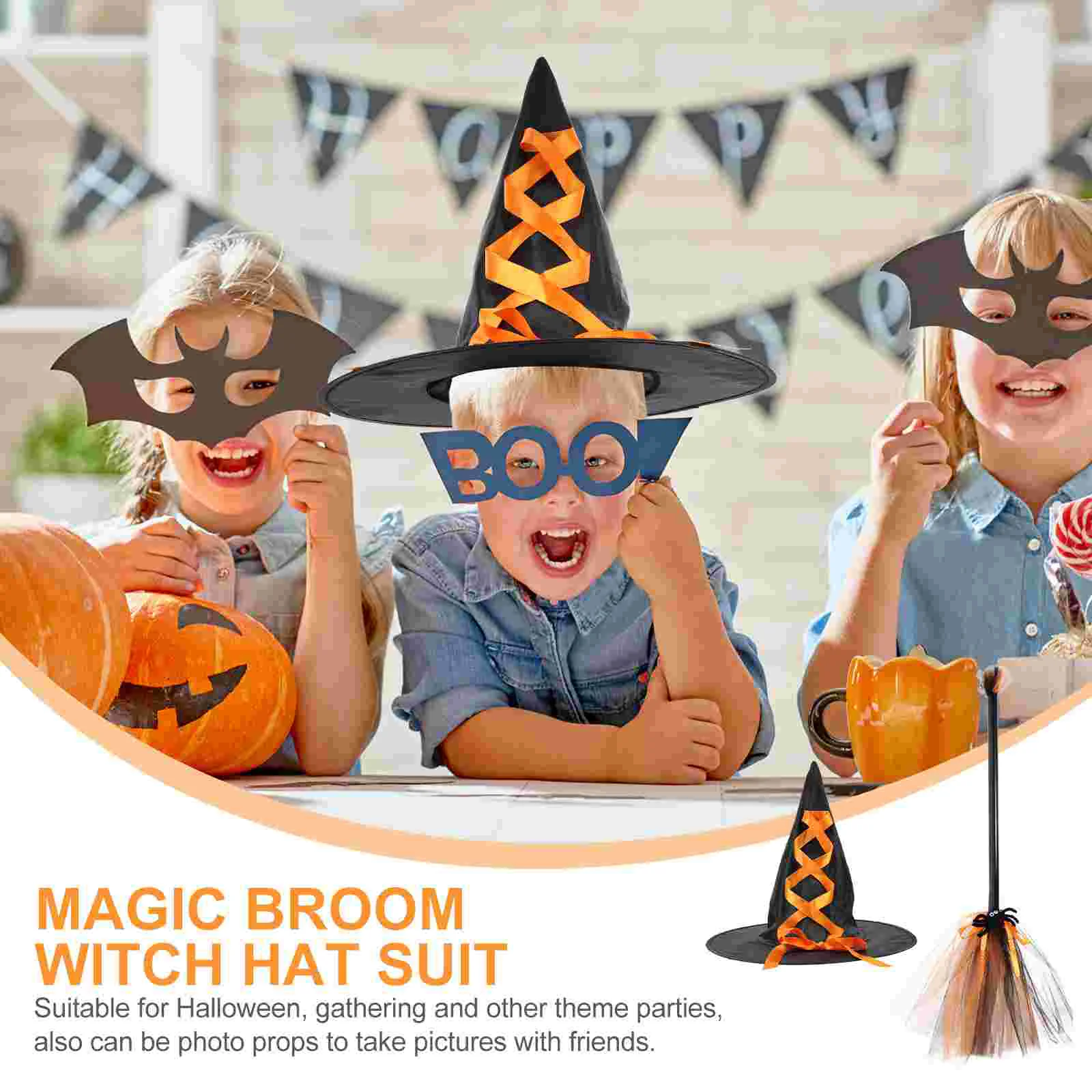 Halloween Costumes Hat Decorative Broom Prop Witch Aldult Hats Green Wizard Caps Baby