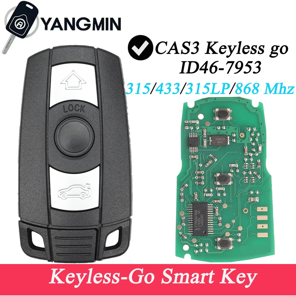 

315 433 868MHz Keyless-Go Remote Smart Key for BMW 3/5 Series CAS3 X5 X6 Z4 E70 Car ID46 Pcf7953 Comfort Access Hands Free key
