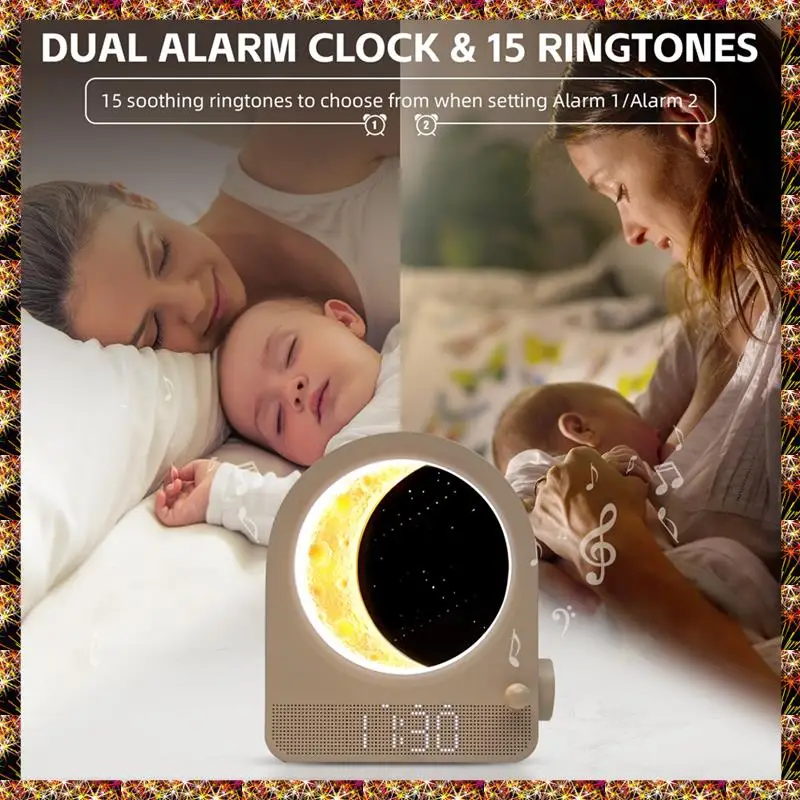 

BTCL Alarm Clock Sunrise Wake Up Light, Night Lamp Clocks For Bedrooms With Meteors Lights, Dual Alarm Clock