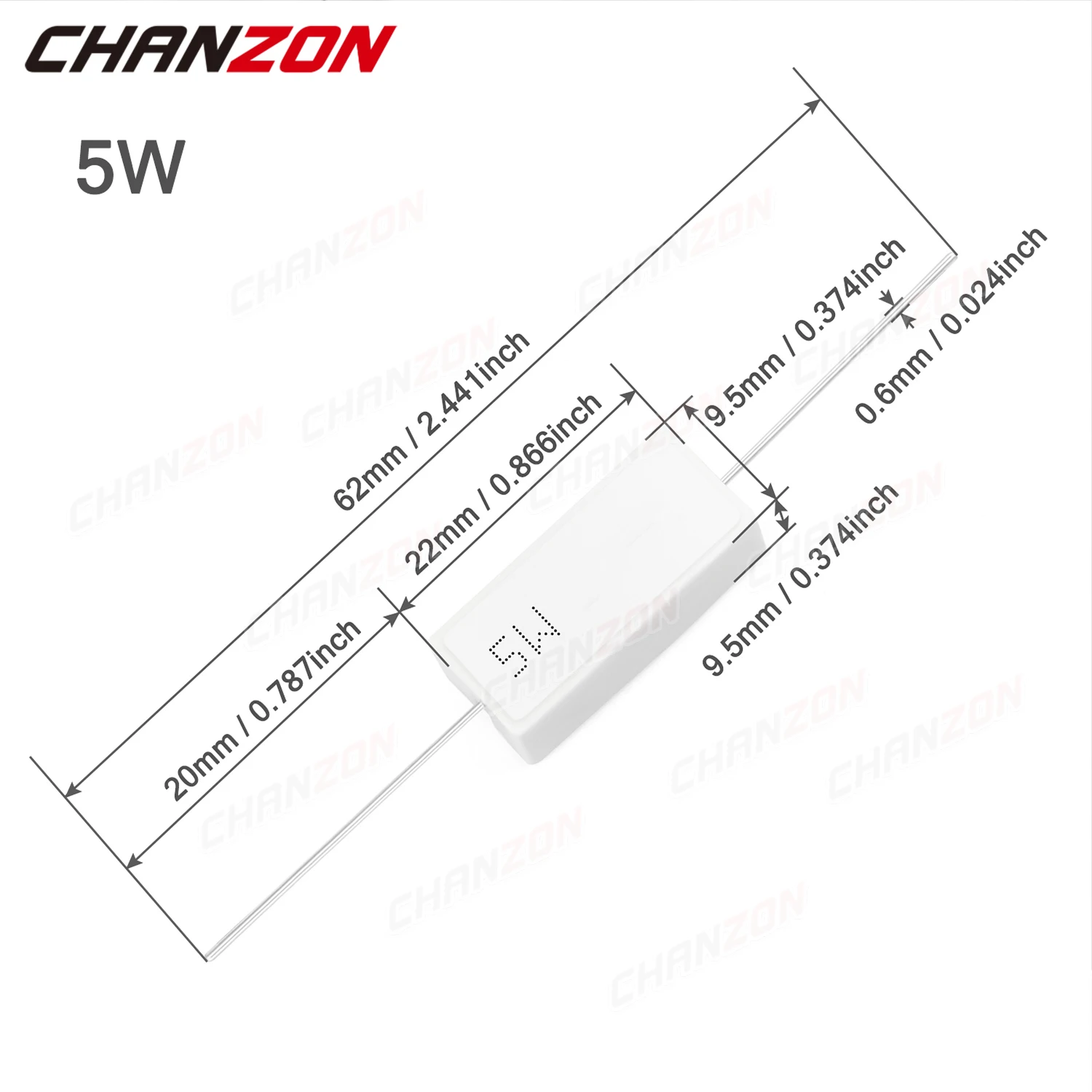 10 szt. 5W Rezystor cementowy 0,5 2 30 33 100 330 1K ohm Ceramiczne rezystory drutowe SQP5W 5Watt 0,22ohm 5ohm 47ohm Stały rezystancja