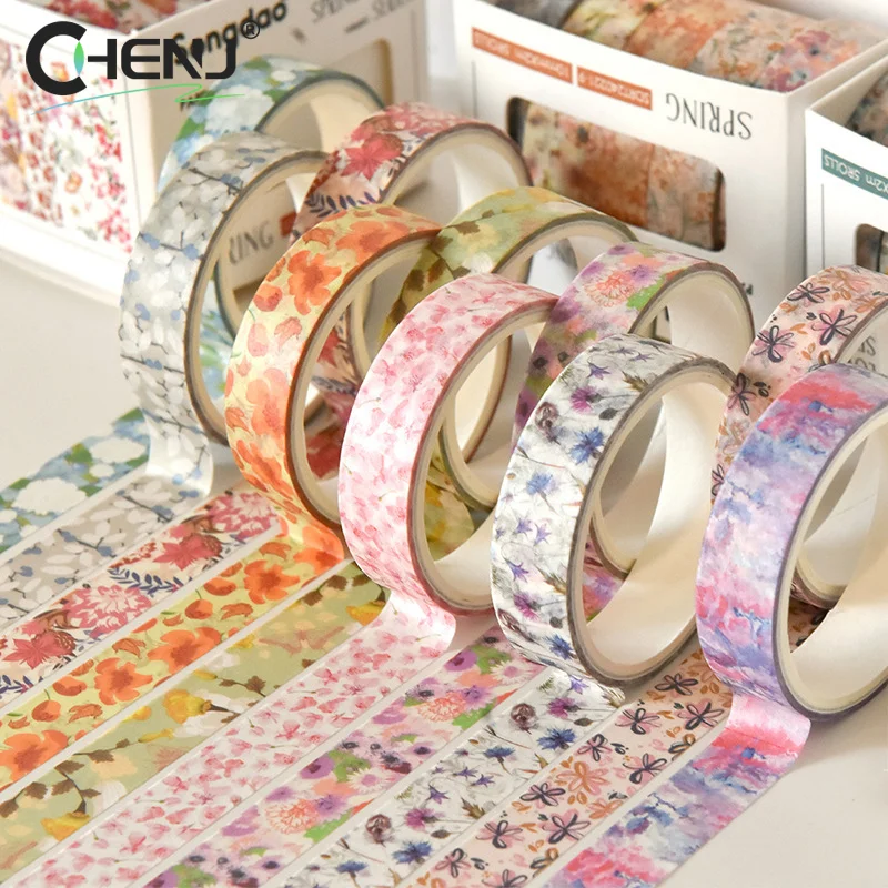 5 Buah Pita Bunga Antik Pita Persediaan Buku Tempel Dekorasi Buku Harian Musim Semi Aksesori Pita Cinta Adhesiva Decorativa