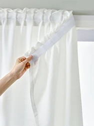 No Drill Magic Tape white curtains Daily White Simple Solid Color Hook-and-Loop Fastener sheer curtains For Kitchen Home door