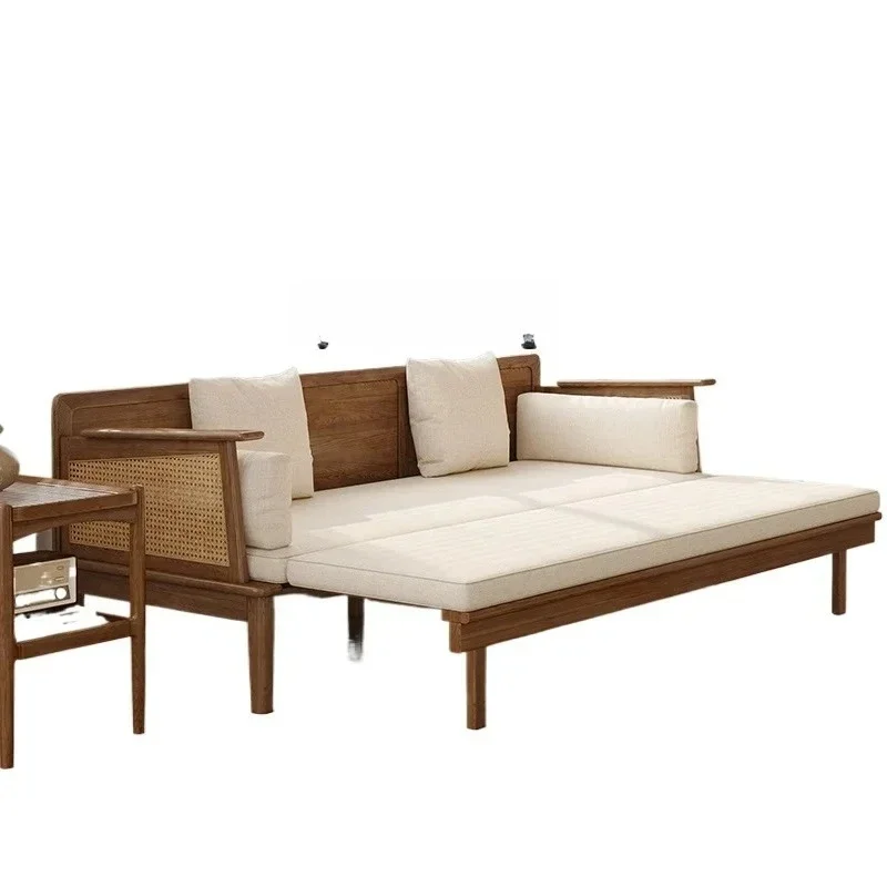 XL sofa bed folding bed dual-purpose all-solid wood living room Japanese furniture small apartment Arhat bed