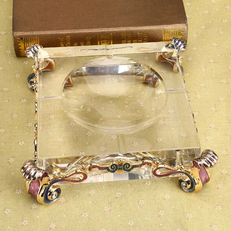 منفضة سجائر كبيرة من الزجاج الكريستالي ذات سعة كبيرة، زخرفة فاخرة راقية في غرفة المعيشة والمكتب #4