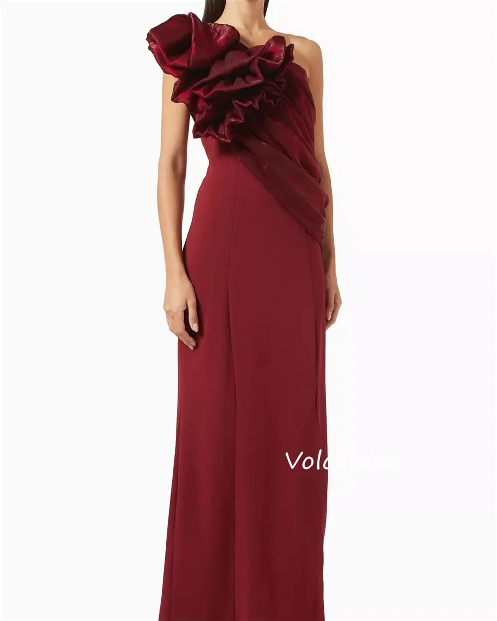 Customized Jersey Pleat A-line One-shoulder Midi Dresses Bespoke Occasion Cocktail Simple Fashion Sizes Available