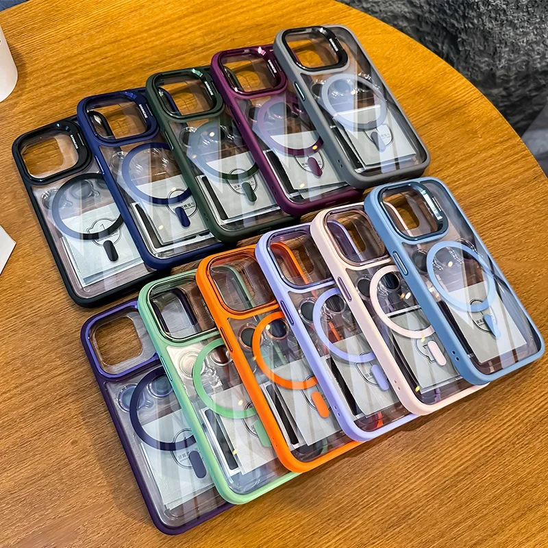 Funda de teléfono magnética a prueba de golpes para iPhone 15, 14, 13, 12, 11 Pro Max Plus, Funda trasera de protección de lente de vidrio con