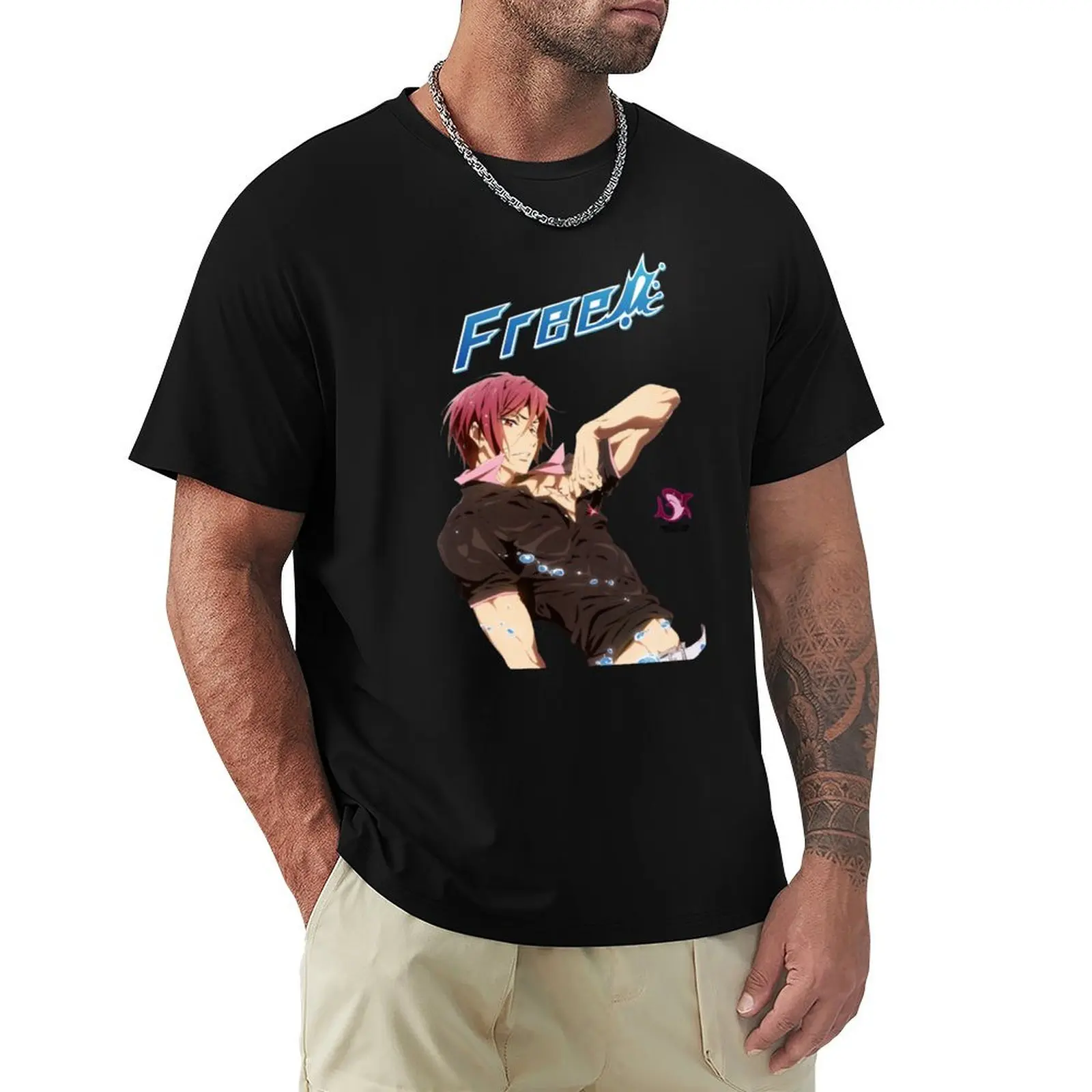 

free Rin Matsuoka T-Shirt quick-drying animal prinfor boys Men's clothing