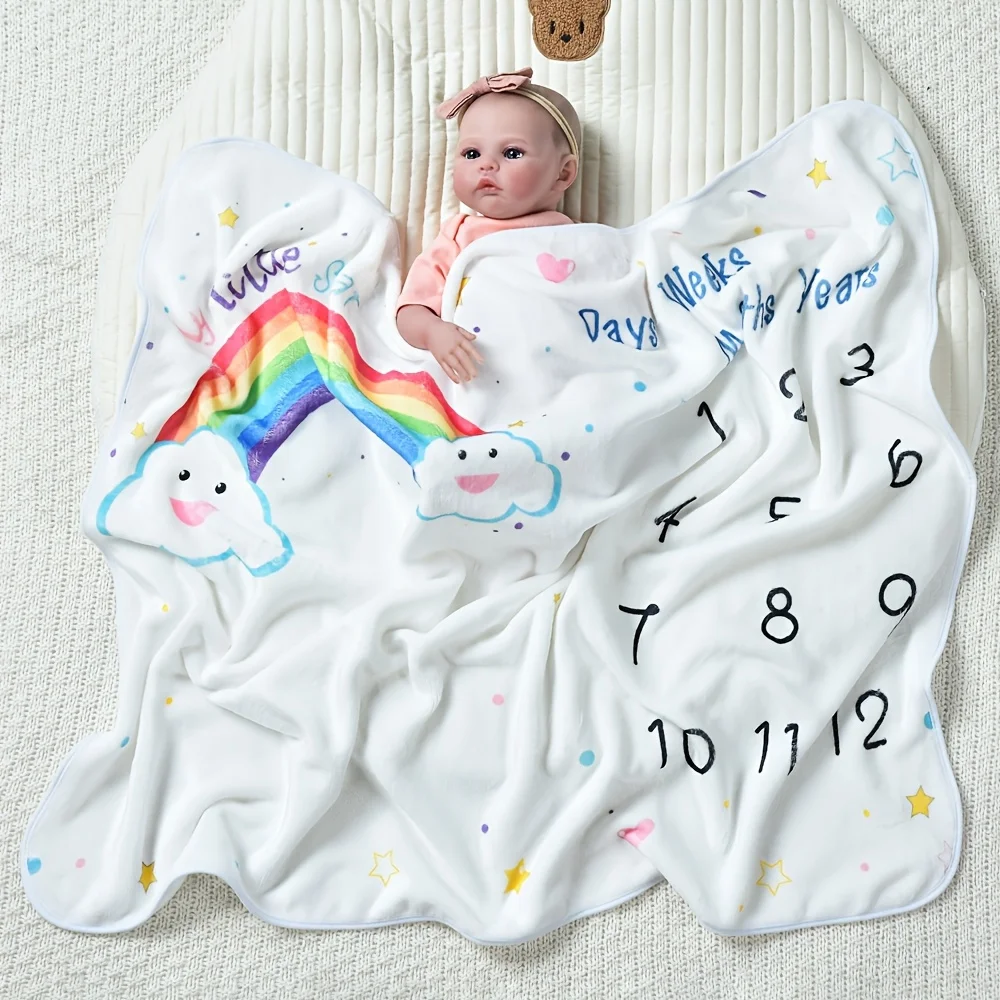 

Мягкое одеяло VIKAMA с мультяшным радужным принтом для фотосессий новорожденных, крещения, памятных событий и отслеживания роста