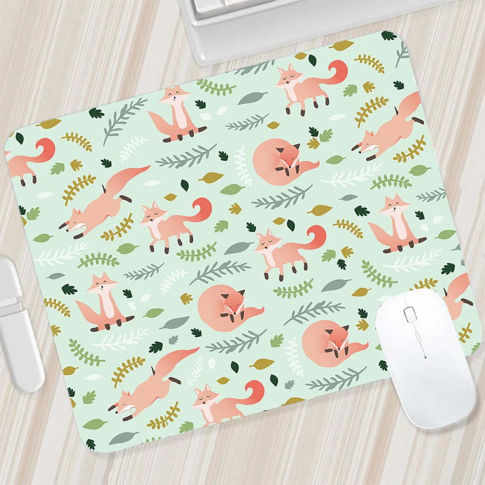 Cute Cartoon Fox Small Mouse Pad Gaming Mousepad PC Gamer Mouse Mat Computer Office Pad Keyboard Mat Desk Pad Laptop Mausepad