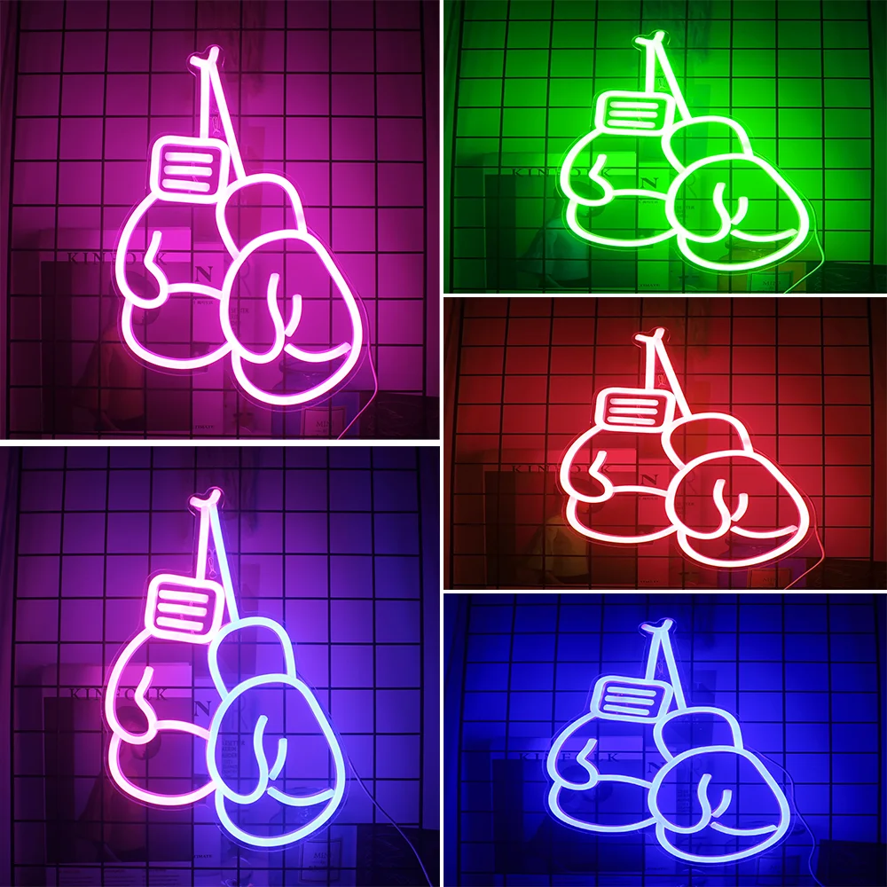 

Boxing Gloves Neon Sign LED Room Wall Decor USB Powered With Switch Hanging Acrylic For Boxing Gym Shop Sign Bedroom Club Decor