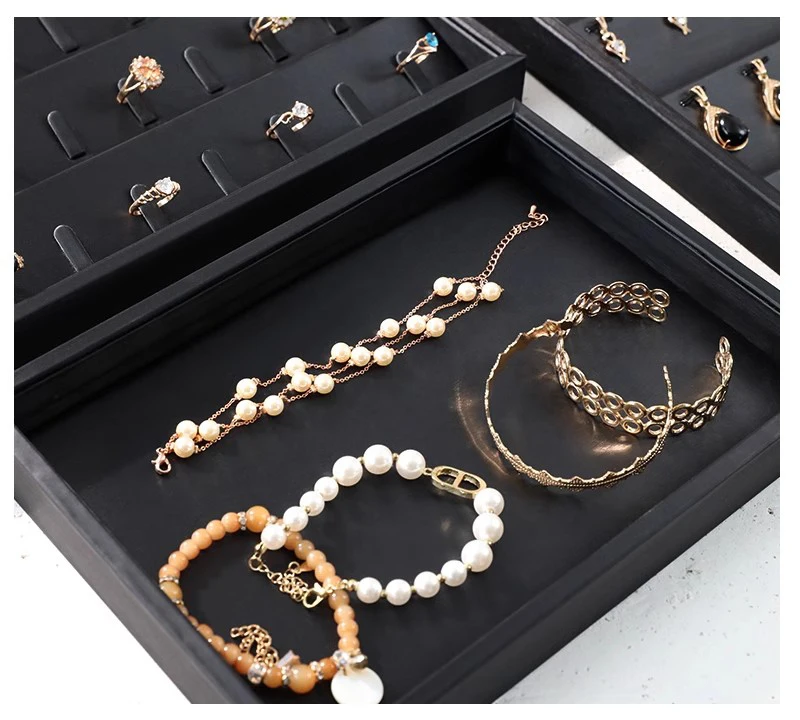 PU Leather Jewelry Display Tray for Drawer Counter Top Pendant Earrings Necklace Ring Organizer Bracelet Holder Storage Showcase