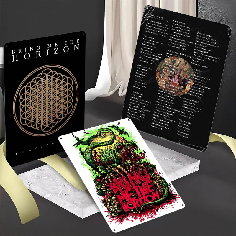 Bring Me The Horizon Band Tinplate Posters Customizable Wall Art Retro Vintage Metal Signs for Fans Luxury Decoration Room House