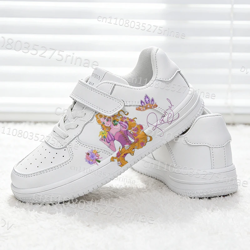 

Rapunzel Princess Children Walking White Shoes Boys Girls Fashion Trend Leather Simple Lovely 3D Printing Comfortable Sneakers