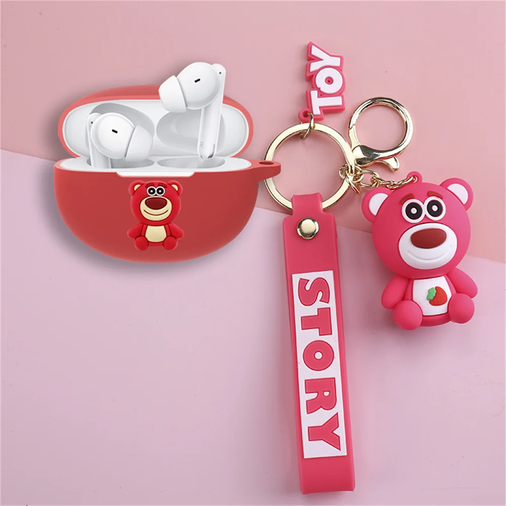 Cute Cartoon Anime Role Lotso Earphone Cover for Oppo Enco Free 2 Earphone Wireless Headphone Case Box with Lovely Doll Keychain