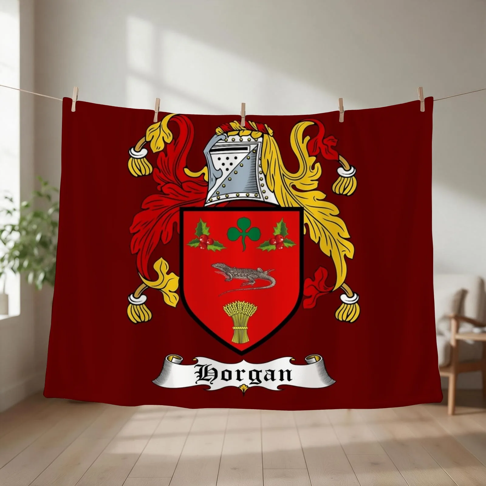 HORGAN FAMILY CREST Throw Blanket couch cozy soft plush fuzzy picnic outdoor blanket