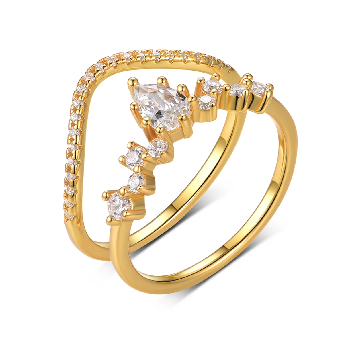Classic Drop-shaped Moissanite Diamond Exquisite Set Ring For Women Party And Wendding Jewelry