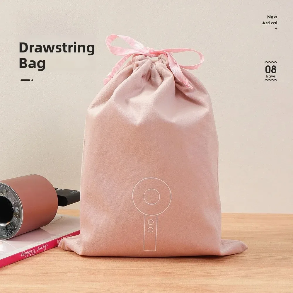 

Velvet Drawstring Storage Bag for Hair Dryer And Curling Iron Hotel Style Dustproof Pouch Multiuse Organizer for Travel And Home