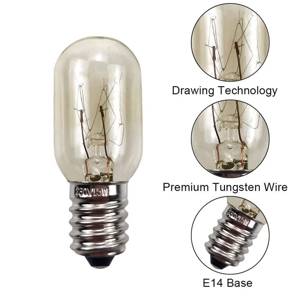 Durable Fridge Bulb Made Of Premium Tungsten Steel Wire Fridge Freezer Oven Lamp Bulb 15W 2700K